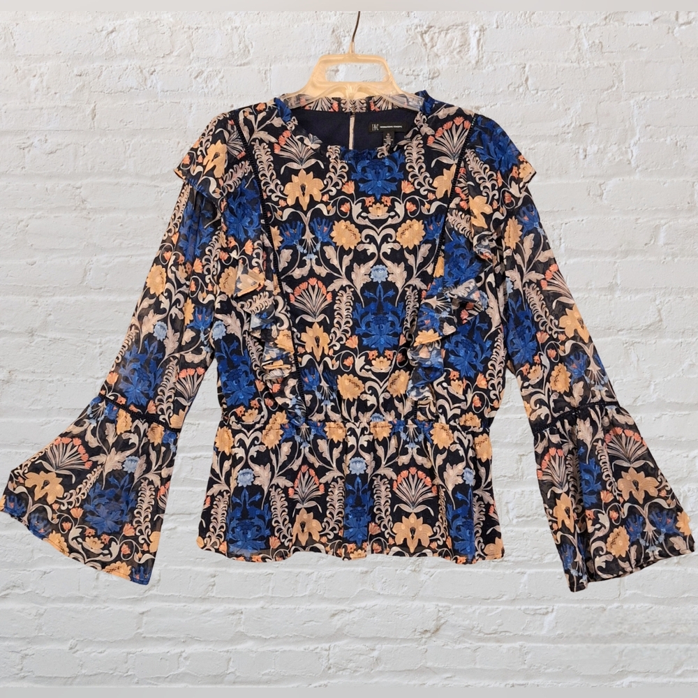 Ruffles anyone?! 'INC' designer funky & fun shirt w/ruffles, bell sleeves Sz. XL